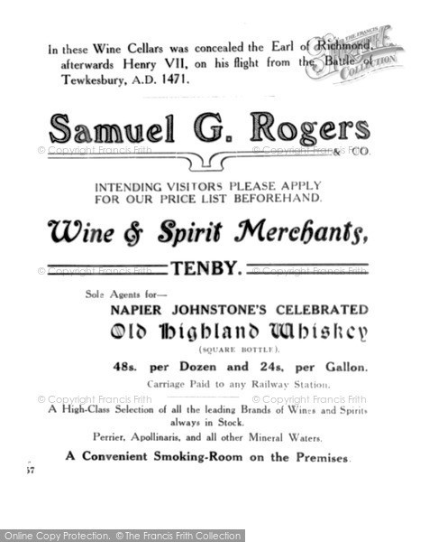 Photo of Tenby, Advertisment For Samuel G. Rogers c.1900