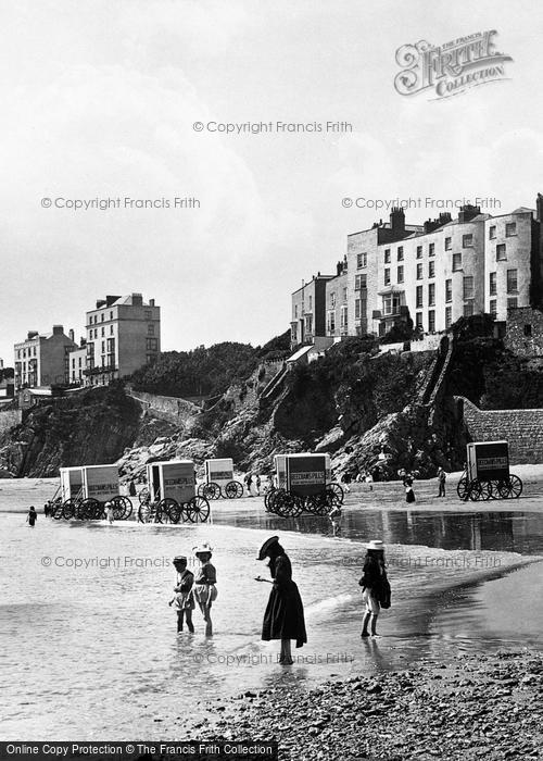 Photo of Tenby, Paddling On South Sands 1890
