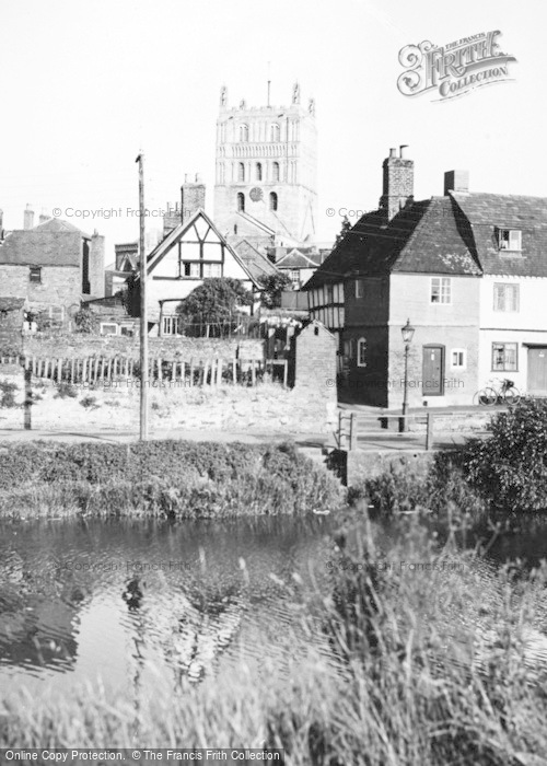Photo of Tewkesbury, Abbey From The Canal c.1955