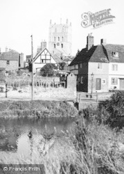 Abbey From The Canal c.1955, Tewkesbury