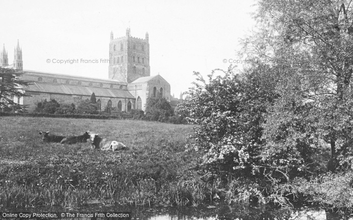 Photo of Tewkesbury, Abbey, From The Meadows 1923