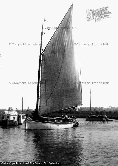 Photo of The Broads, A Boat On The River Bure c.1931