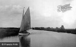 The Broads, River Bure At St Benet's Abbey Ruins c.1931, The Norfolk Broads