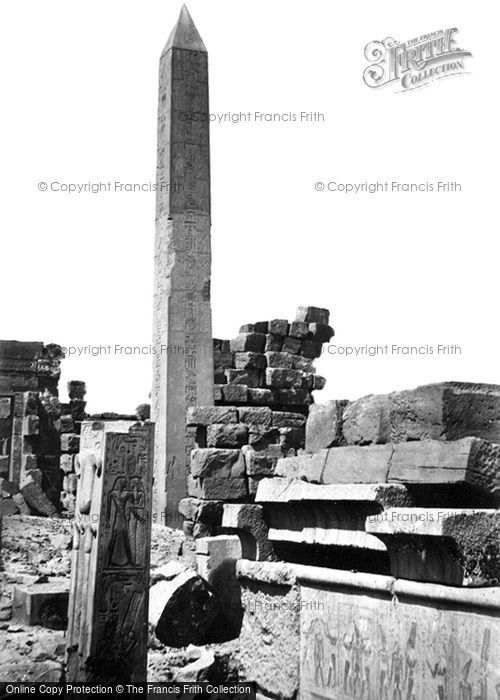 Photo of Thebes, Granite Obelisk And Lotus Column, Karnak 1857