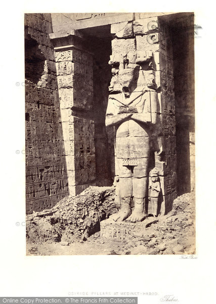 Photo of Thebes, Osiridae Pillar At Medinet Haboo 1860