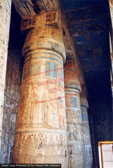 Photo of Thebes, Painted Columns, Medinet Habu 1999