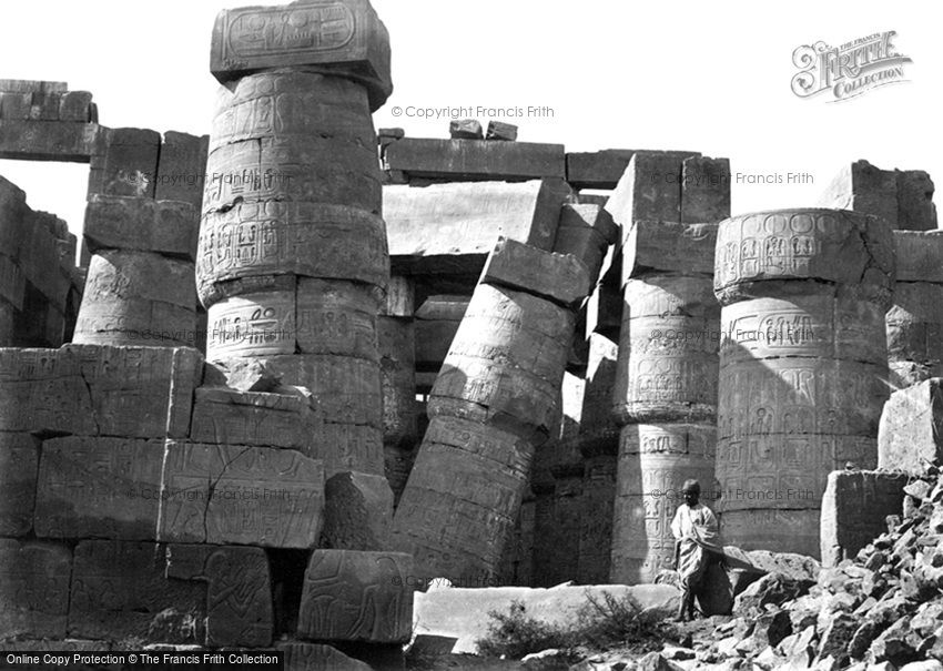 Thebes, Pillars in the Great Hall, Karnak 1860