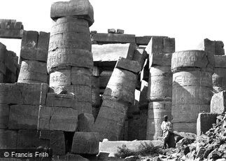 Thebes, Pillars in the Great Hall, Karnak 1860