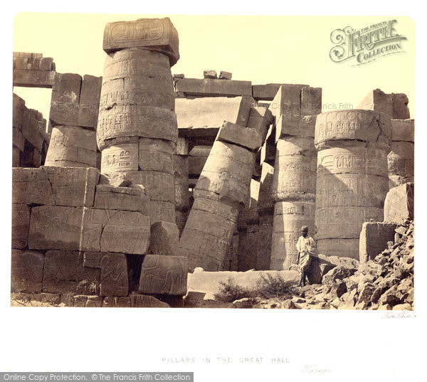 Photo of Thebes, Pillars In The Great Hall, Karnak 1860