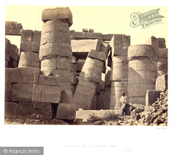 Pillars In The Great Hall, Karnak 1860, Thebes