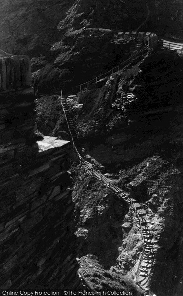 Photo of Tintagel, The Castle Staircase c.1955