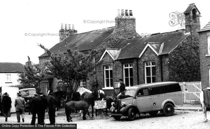 Photo of Topcliffe, Gypsy Fair Horses By The School c.1960