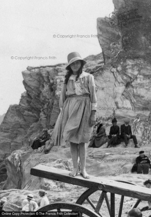 Photo of Torcross, Girl On The Beach 1920
