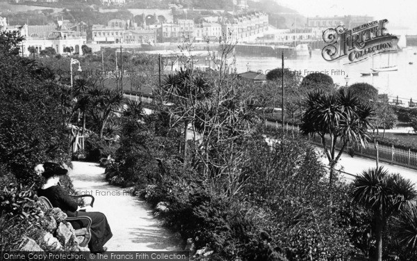 Photo of Torquay, Rock Walk, Reading On The Bench 1912