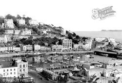 Torquay, the Harbour and Vane Hill c1955