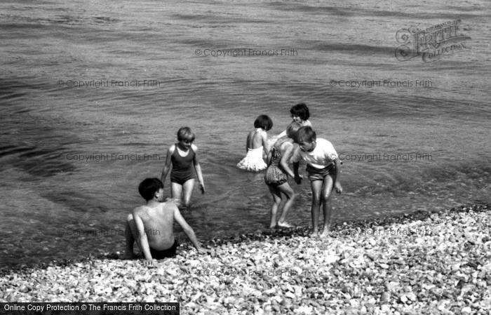 Photo of Totland Bay, Children Paddling c.1955