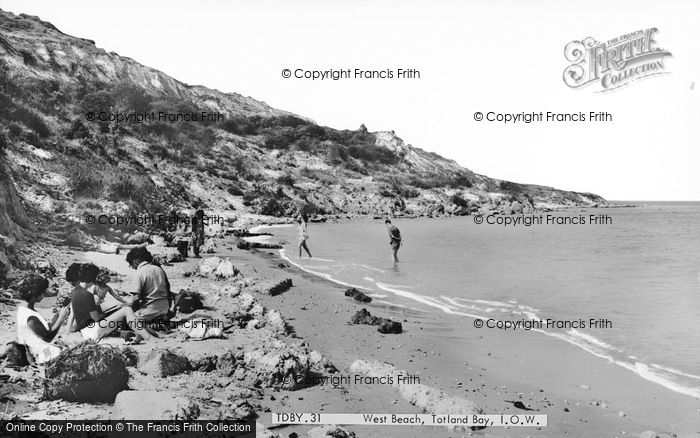 Photo of Totland Bay, West Beach c.1960