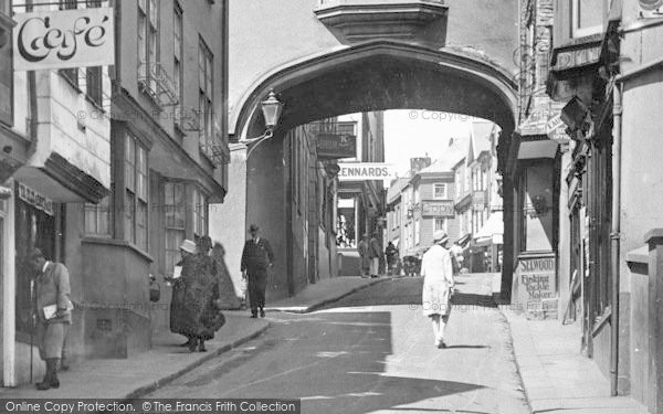 Photo of Totnes, Through The East Gate Arch 1928