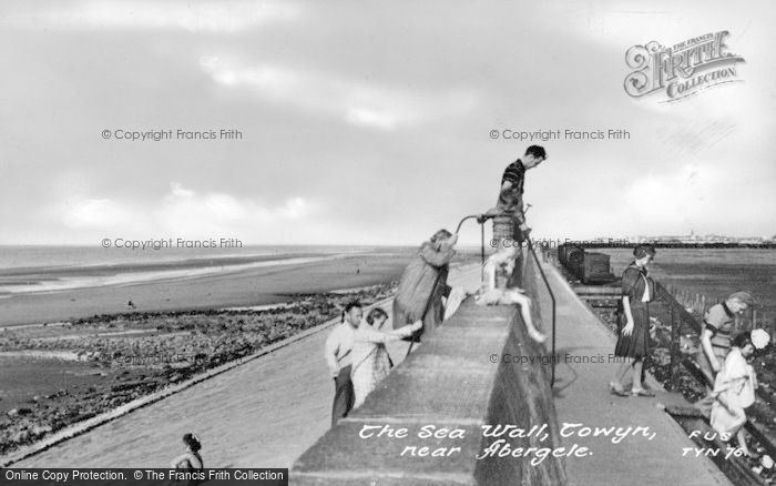 Photo of Towyn, The Sea Wall c.1955