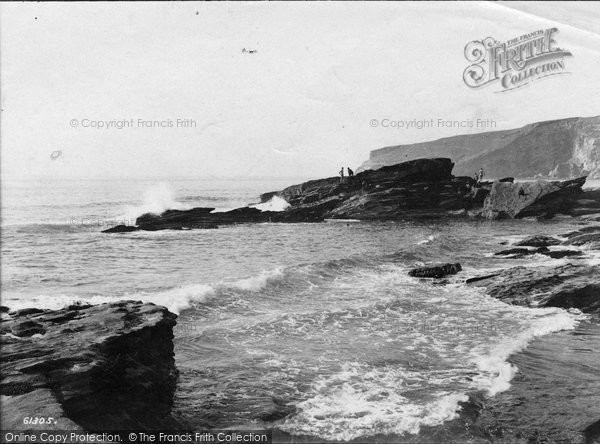 Photo of Trebarwith, Breakers On The Beach 1909