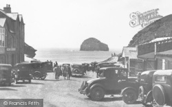 Cars And Visitors In The Square c.1933, Trebarwith