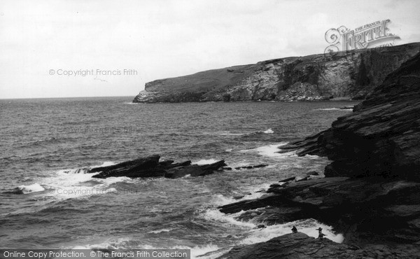 Photo of Trebarwith, Rough Sea c.1955