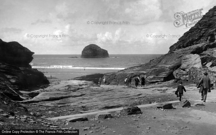Photo of Trebarwith, The Strand And The Gull Rock c.1933