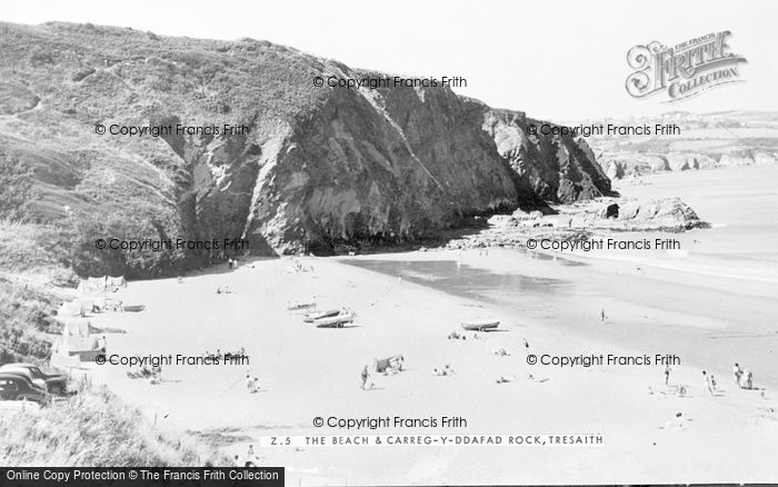 Photo of Tresaith, The Beach And Carreg Y Ddafad Rock c.1960