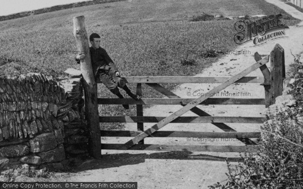 Photo of Trevone, Boy Sitting On Gate 1894