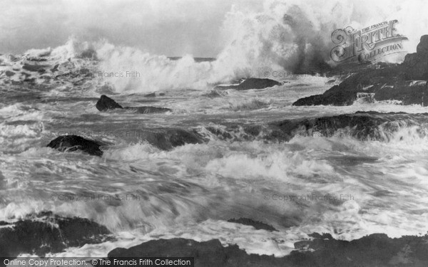 Photo of Trevone, Rough Sea c.1955