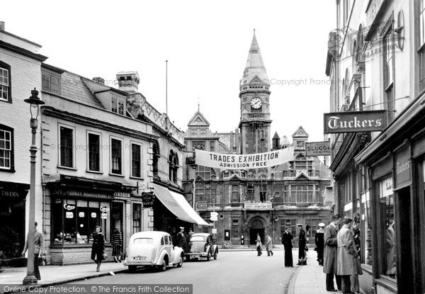 Photo of Trowbridge, The Town Hall From Fore Street c.1955