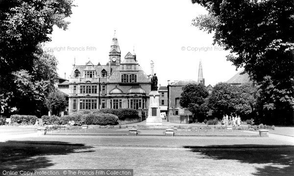 Photo of Trowbridge, The War Memorial And Town Hall c.1955