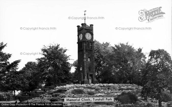 Photo of Tunstall, Park, Memorial Clock c.1950