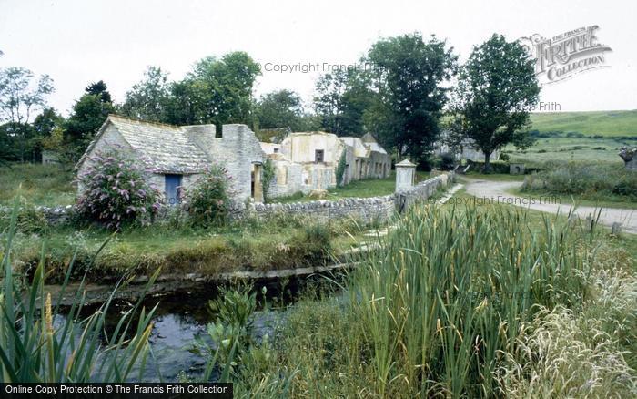 Photo of Tyneham, Post Office Cottages And Church c.1985
