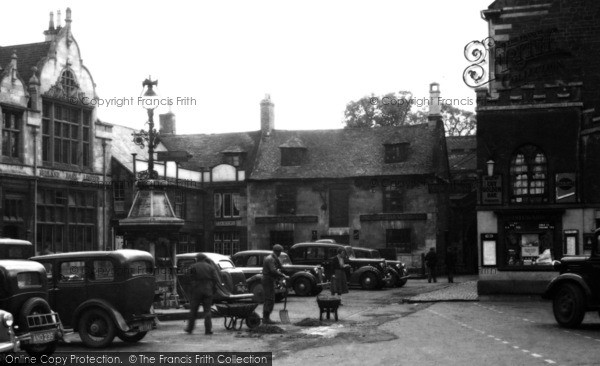 Photo of Uppingham, Workmen In Market Place c.1955