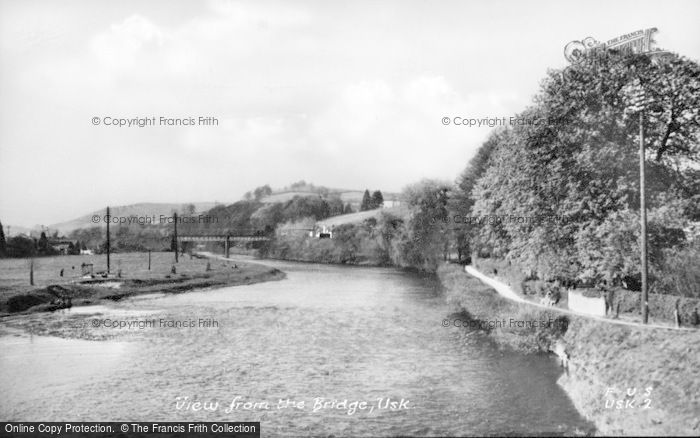 Photo of Usk, View From The Bridge c.1955