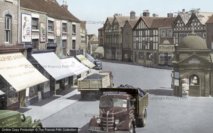 Photo of Uttoxeter, Coal Lorries In The Market Place 1949