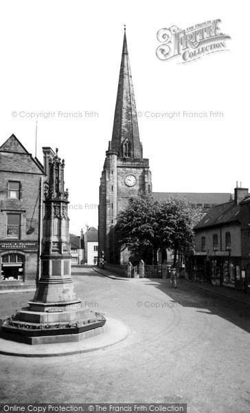 Photo of Uttoxeter, The War Memorial And St Mary's Church c.1955