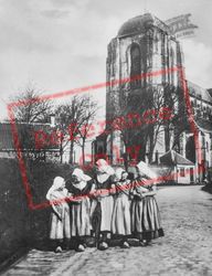 Young Women In Front Of Church Tower c.1900, Veere