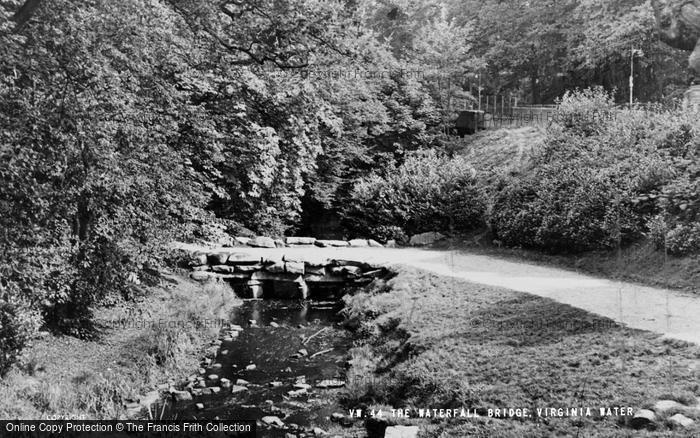 Photo of Virginia Water, The Waterfall Bridge c.1960