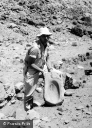 Dr Unwin Displaying A Stone Bowl 1965, Wadi Rum