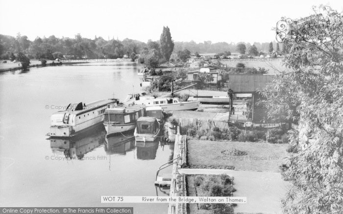 Photo of Walton On Thames, River From The Bridge c.1965
