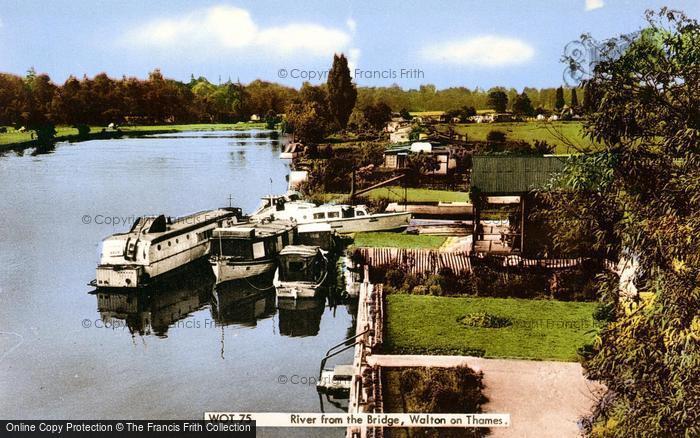 Photo of Walton On Thames, River From The Bridge c.1965