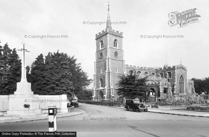 Photo of Ware, Parish Church Of St Mary The Virgin And Memorial c.1955