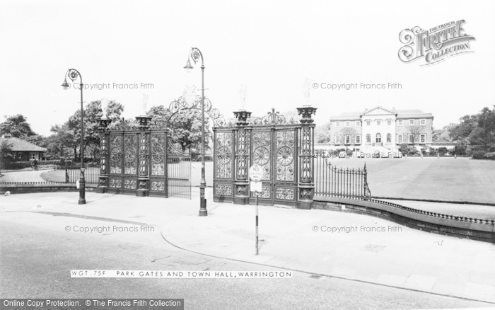 Photo of Warrington, Park Gates And Town Hall c.1960