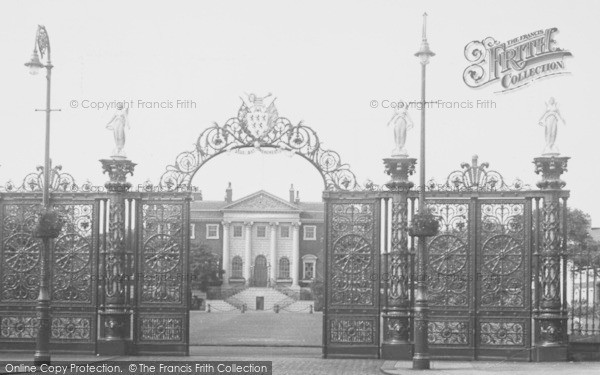 Photo of Warrington, The Park Gates And Town Hall c.1955
