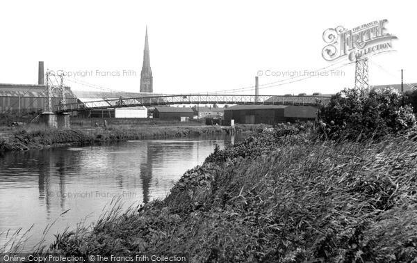 Photo of Warrington, The Suspension Bridge And Parish Church c.1955