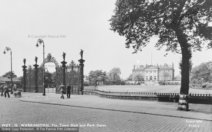 Photo of Warrington, The Town Hall And Park Gates c.1950