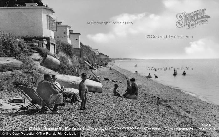 Photo of Warsash, The Beach, Solent Breezes Caravan Site c.1955