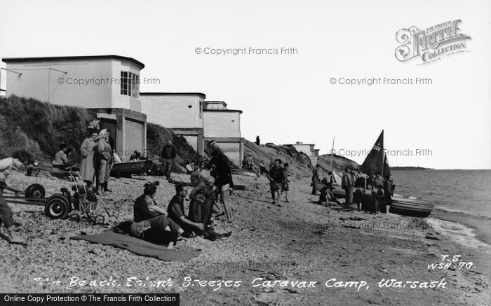 Photo of Warsash, The Beach, Solent Breezes Caravan Site c.1960